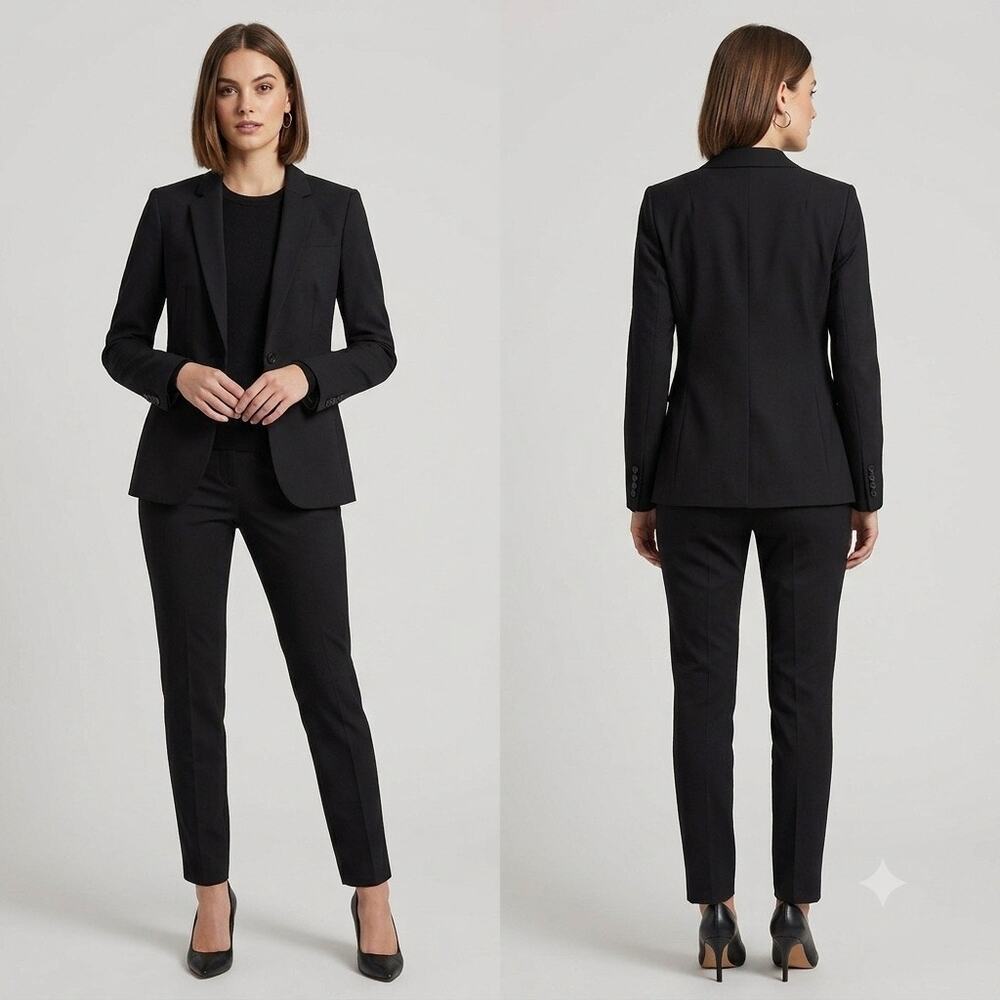 Banana Republic Women's Black Lightweight Wool Blend 1-Button Blazer Size 4